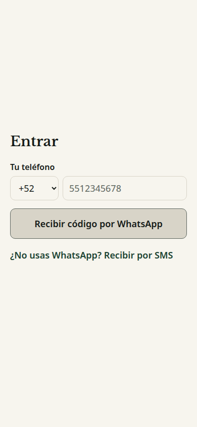 Pantalla real de entrada de FairPoint en un teléfono Android