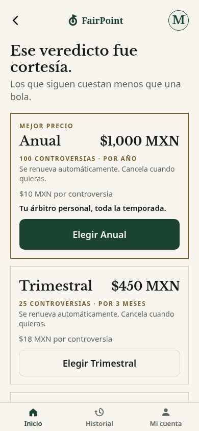 Pantalla real de FairPoint en un iPhone